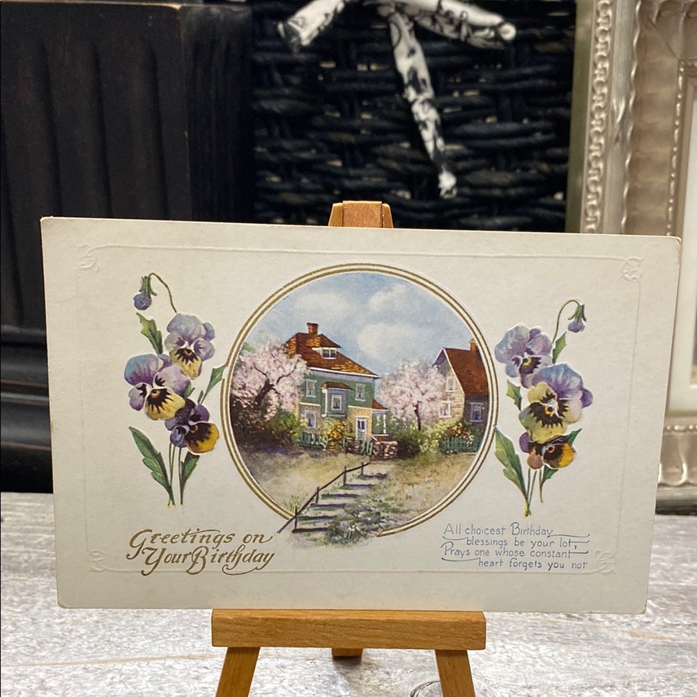 Antique Floral Birthday Greeting Post Card!